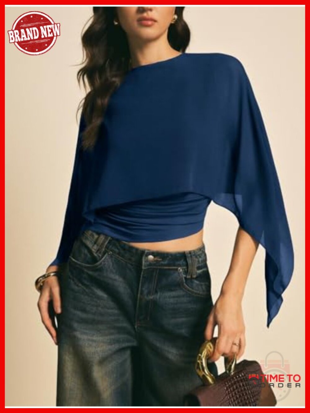 Asymmetrical Sheer Chiffon Blouse 2-in-1 Tank Top Dressy Casual Layered - Picture 5 of 6